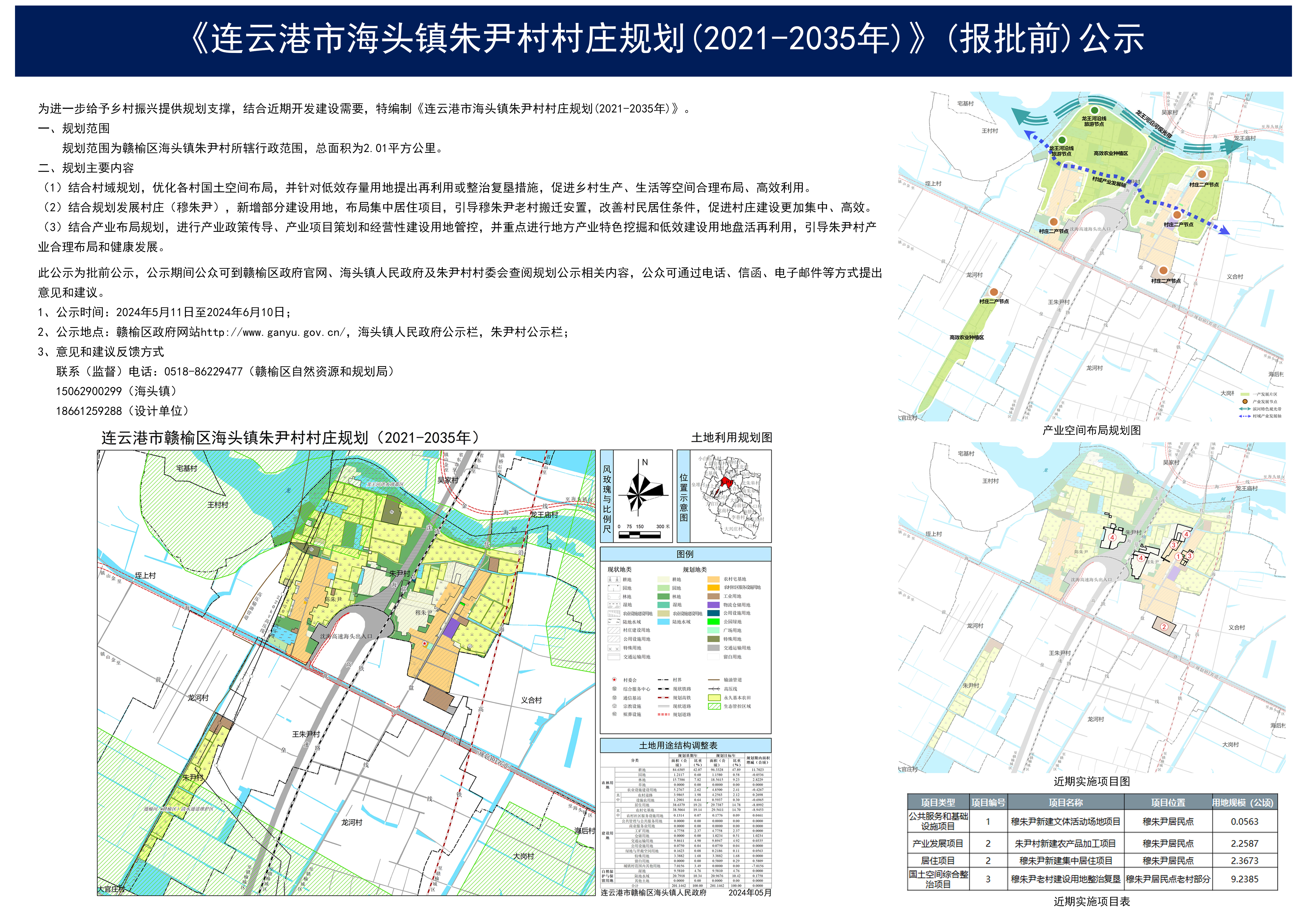 《连云港市海头镇朱尹村村庄规划(2021-2035年)》(报批前)公示