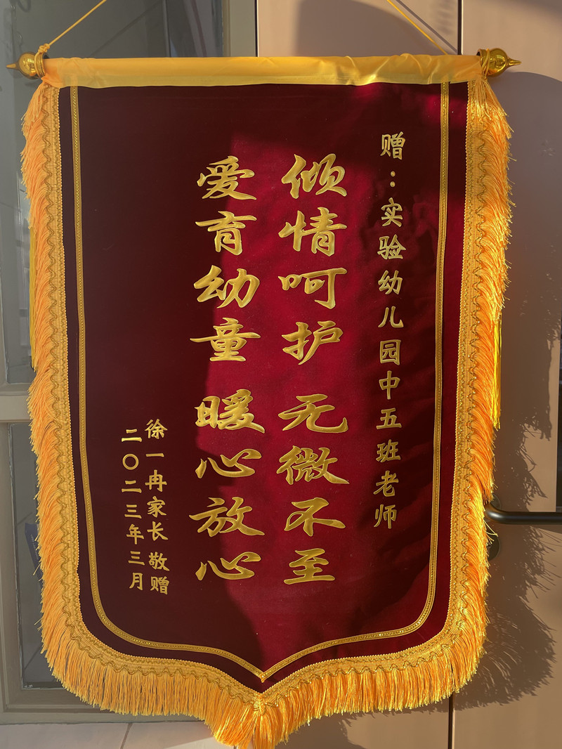 实验幼儿园锦旗载心意春暖谢师恩